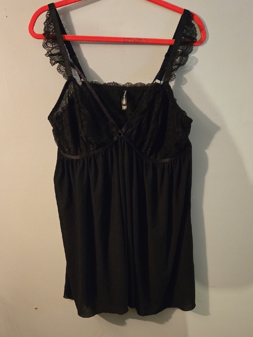 Lace-Detail Black Chemise Slip - Women's Intimates